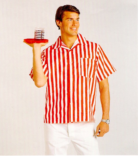 red and white striped shirt